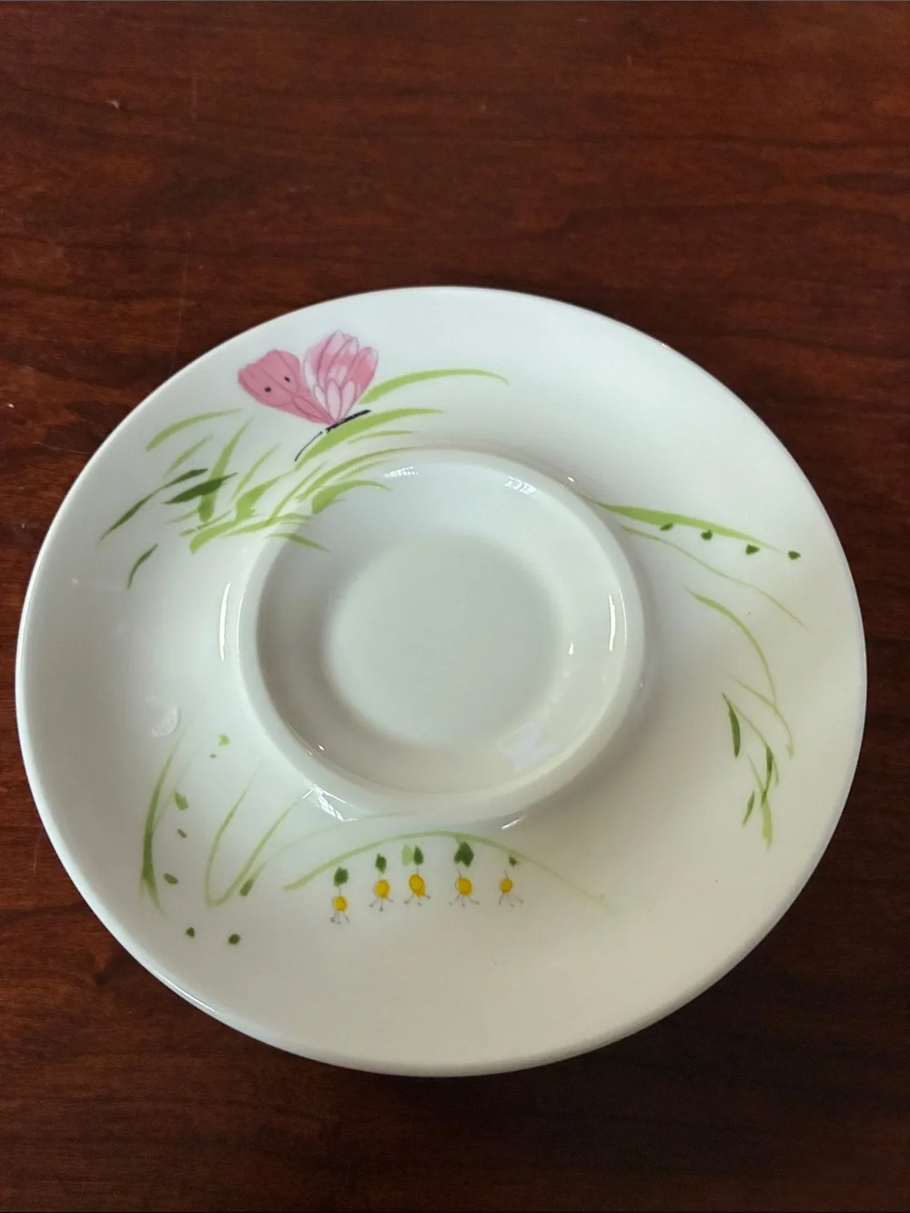 Mikasa White Cup and Saucer with Orange Butterfly and Blue Floral Accents